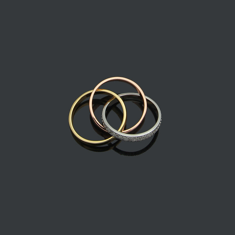 Three-color Three-ring Full Diamond Ring - nargis