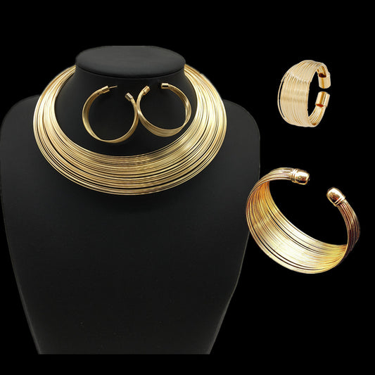 Nigeria bride Necklace Set multi alloy accessories four sets of cross-border supply Necklace suit - nargis