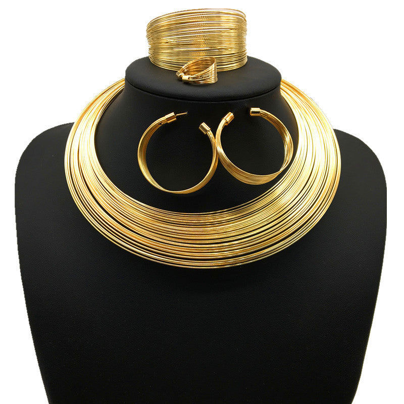 Nigeria bride Necklace Set multi alloy accessories four sets of cross-border supply Necklace suit - nargis