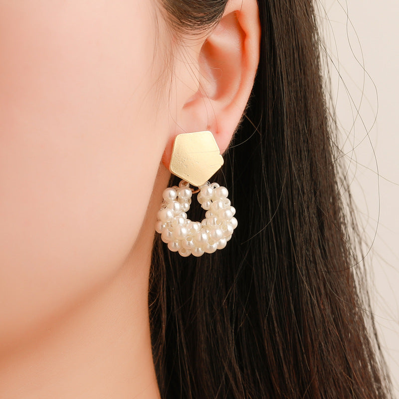 Beliebter Perlen-Ohrhörer Schöne geometrische Goldtropfen - nargis
