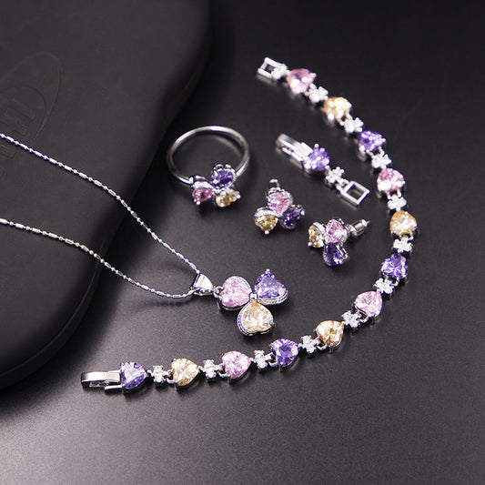 Clover Zircon Diamond Jewellery Set Women - nargis